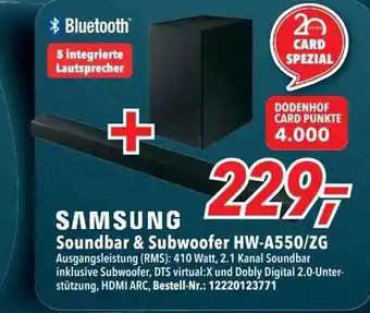 dodenhof Samsung soundbar & subwoofer hw-a550-zg Angebot