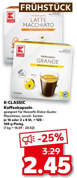 Kaufland K-Classic Kaffeekapseln 120-168 g Packg. Angebot