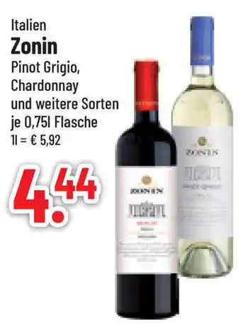 trinkgut Italien Zonin Pinot Grigio, Chardonnay 0,75 L Flasche Angebot