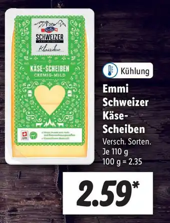 Lidl Emmi Schweizer Käse Scheiben 110g Angebot