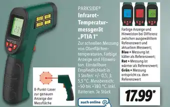 Lidl Parkside infrarot-temperaturmessgerät „ptia 1“ Angebot