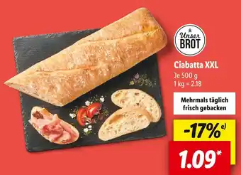 Lidl Unser brot ciabatta xxl Angebot