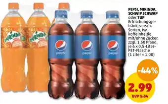 PENNY Pepsi, mirinda, schwip schwap oder 7up erfrischungsgetränk Angebot