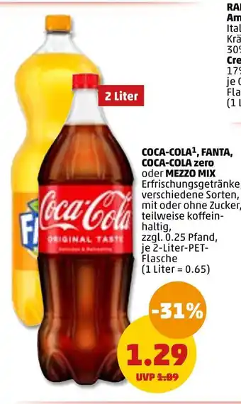 PENNY Coca-cola, fanta, coca-cola zero oder mezzo mix softdrink Angebot