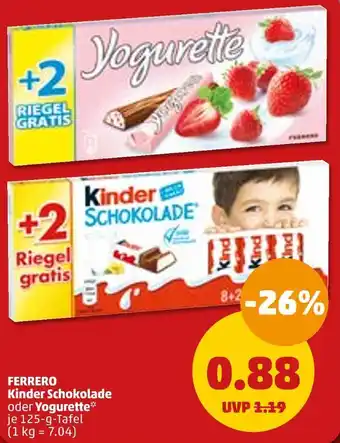 PENNY Ferrero kinder schokolade oder yogurette Angebot