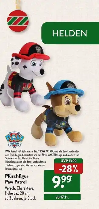 Aldi Süd Plüschfigur paw patrol Angebot