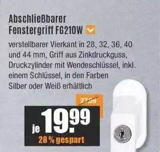 V Baumarkt Abschließbarer fenstergriff fg210w Angebot