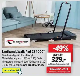 Lidl Laufband „walk pad cs 1000“ christopeit Angebot