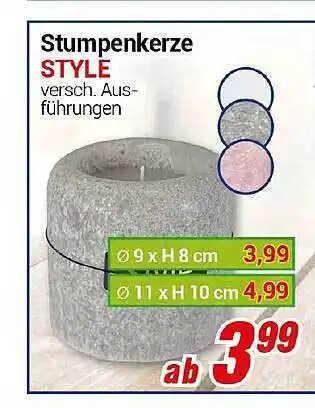 CENTERSHOP Stumpenkerze style Angebot