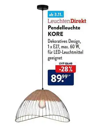 Aldi Süd Leuchtendirekt pendelleuchte kore Angebot