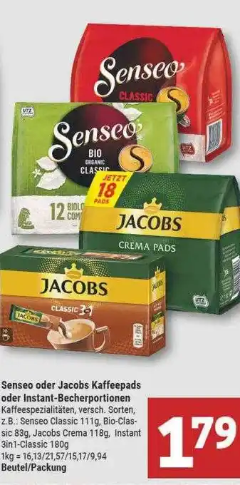 Marktkauf Senseo oder jacobs kaffeepads oder instant-becherportionen Angebot