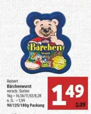 Marktkauf Reinert bärchenwurst Angebot