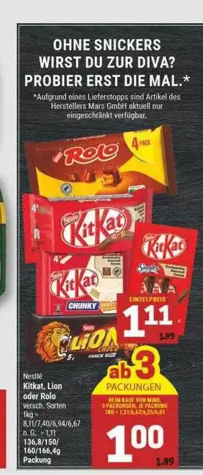 Marktkauf Nestlé kitkat, lion oder rolo Angebot