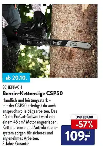 Aldi Nord Scheppach benzin-kettensäge csp50 Angebot