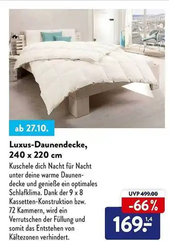 Aldi Nord Luxus-daunendecke, 240 x 220 cm Angebot