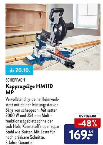 Aldi Süd Scheppach kappzugsäge hm110 mp Angebot