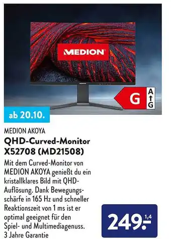 Aldi Süd Medion akoya qhd-curved-monitor x52708 (md21508) Angebot