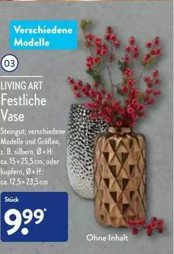 Aldi Nord Living art festliche vase Angebot