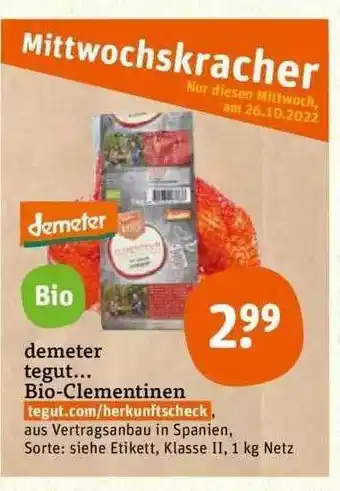 tegut Demeter bio-clementinen Angebot