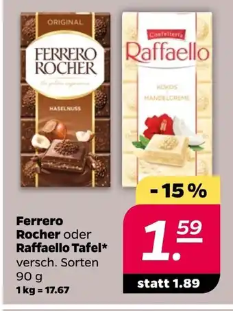 NETTO Ferrero Rocher o. Raffaello Tafel 90 g Angebot