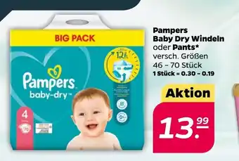 NETTO Pampers Baby-Dry Windeln o. Pants 46-70 st Angebot