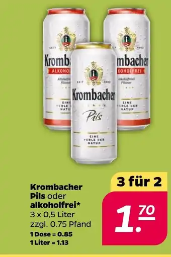 NETTO Krombacher Pils o. alkoholfrei 3*500ml Angebot