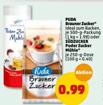 PENNY Puda Brauner Zucker 500g oder Südzucker Puder Zucker Mühle 250g Angebot