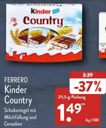 Aldi Nord Ferrero Kinder Country 211,5 g Packung Angebot