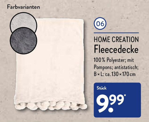 Home Creation Fleecedecke Angebot bei Aldi Nord