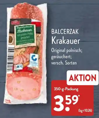 Aldi Nord Balcerzak Krakauer 350 g Packung Angebot