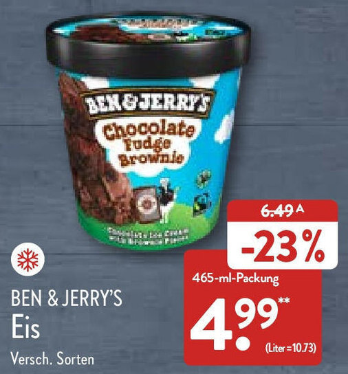 Ben & Jerry's Eis 465 ml Packung Angebot bei Aldi Nord