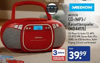 Aldi Nord Medion CD/MP3/Kassettenspieler MD 44176 Angebot