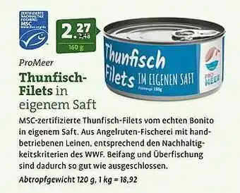 Ebl Naturkost Promeer thunfisch-filets Angebot