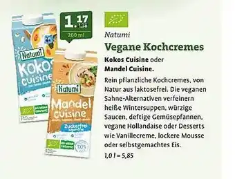 Ebl Naturkost Natumi vegane kochcremes kokos cuisine oder mandel cuisine Angebot