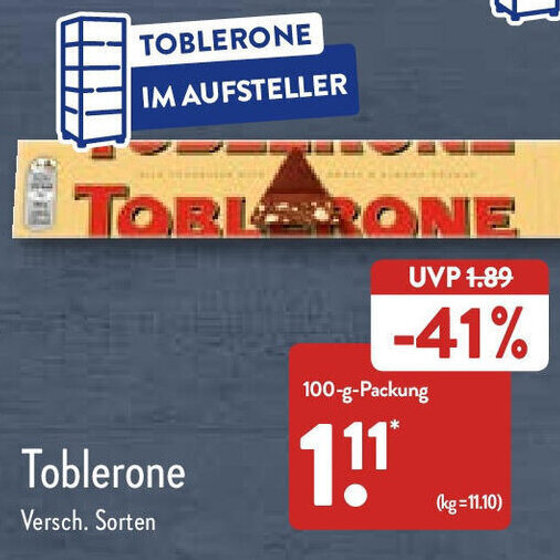 Toblerone 100 g Packung Angebot bei Aldi Nord