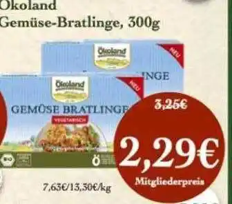 LPG Biomarkt Okoland gemüse-bratlinge Angebot