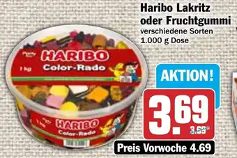 Hit Haribo Lakritz oder Fruchtgummi 1000 g Dose Angebot