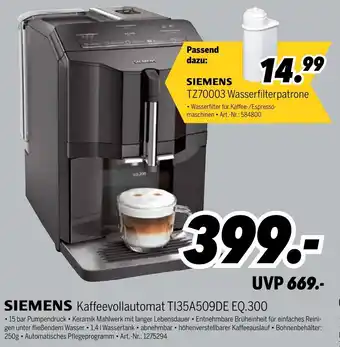 MEDIMAX Siemens Kaffeevollautomat TI35A509DE EQ.300 Angebot