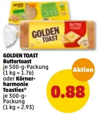 PENNY Golden Toast Buttertoast 500g oder Körner harmonie Toasties 300g Angebot