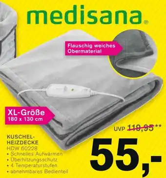 KODi Medisana Kuschel Heizdecke HDW 60228 Angebot