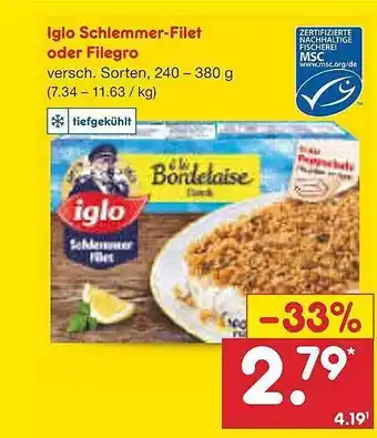 Netto Marken-Discount Iglo schlemmer-filet oder filegro Angebot