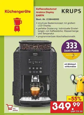 Netto Marken-Discount Krups kaffeevollautomat arabica display ea817k Angebot