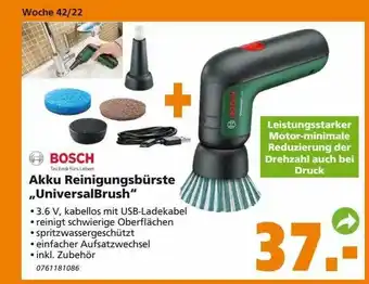 Globus Baumarkt Bosch akku reinigungsbürste „universalbrush“ Angebot