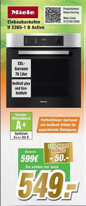 Expert Miele einbaubackofen h 2265-1 b active Angebot