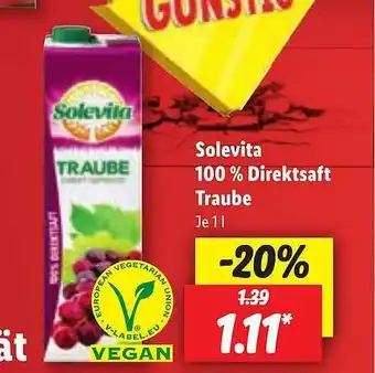 Lidl Solevita 100% direktsaft traube Angebot