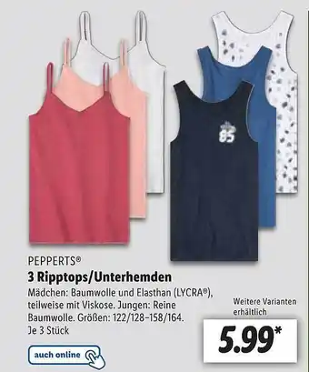 Lidl Pepperts 3 ripptops oder unterhemden Angebot