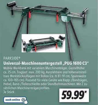 Lidl Parkside universal-maschinenuntergestell „pug 1600 c3“ Angebot