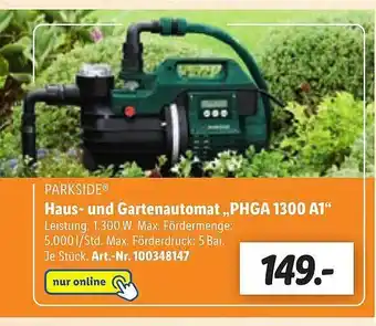 Lidl Parkside haus- und gartenautom „phga 1300 a1“ Angebot