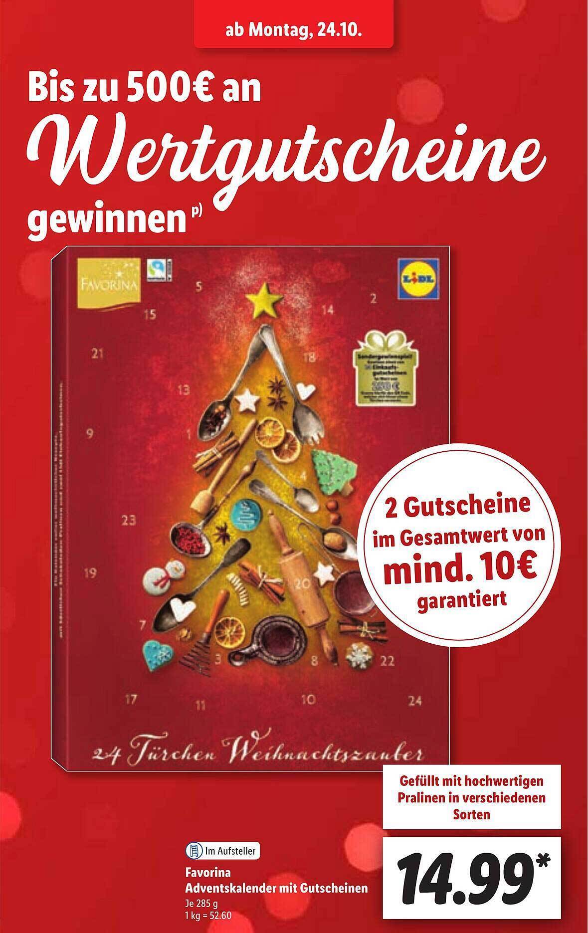 Favorina adventskalender mit gutscheinen Angebot bei Lidl