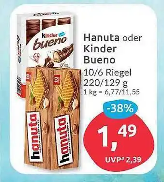 Budni Hanuta oder kinder bueno Angebot